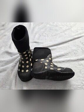 Stonz Kids Black White Polka Dot Waterproof Rain Boots Midseason 8T